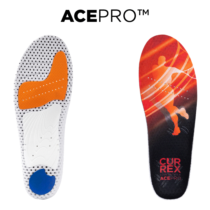 CURREX ACEPRO: dense cushioning base layer, vented top cover, high rebound forefoot cushioning, dynamic shell, multiple supergrip zones, standard width, superior heel cushioning #profile_low