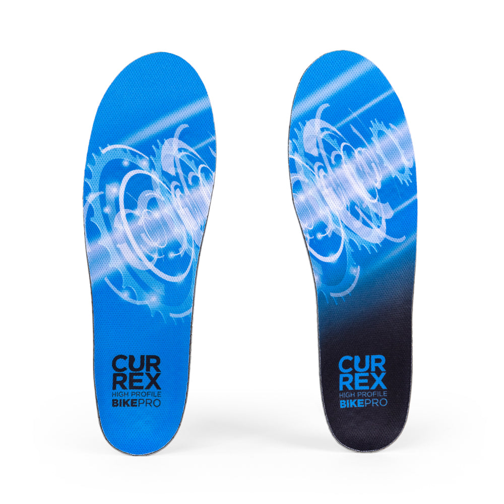 Top view of blue colored BIKEPRO high profile pair of insoles #profile_high