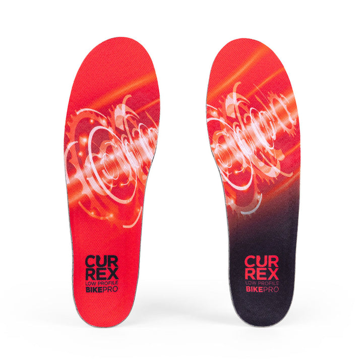 Top view of red colored BIKEPRO low profile pair of insoles #profile_low