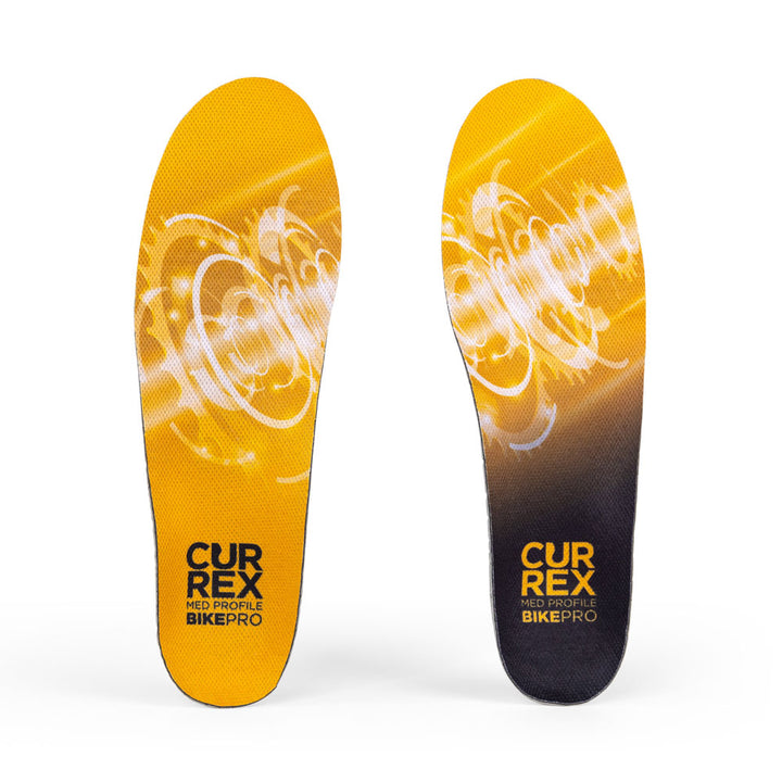 Top view of yellow colored BIKEPRO medium profile pair of insoles #profile_medium