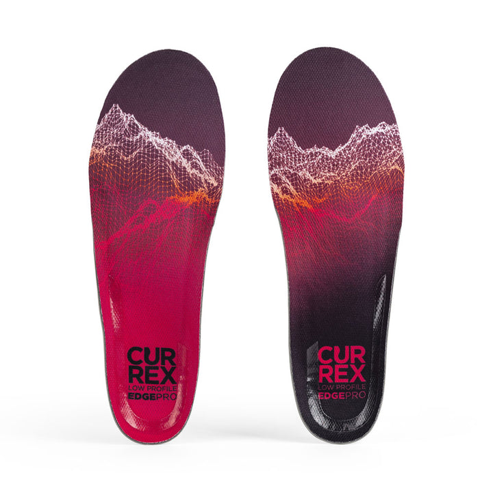 Top view of red colored EDGEPRO low profile pair of insoles #profile_low