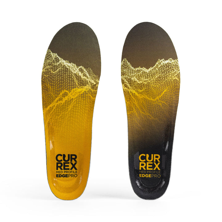 Top view of yellow colored EDGEPRO medium profile pair of insoles #profile_medium