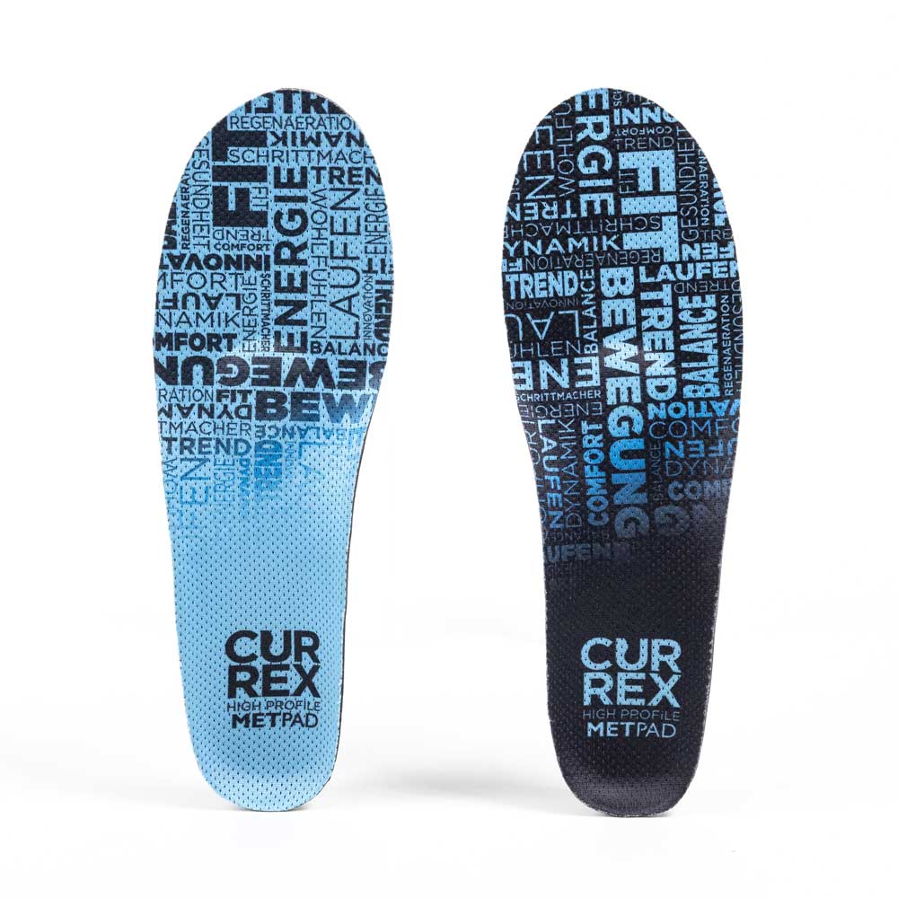 Top view of blue colored METPAD high profile pair of insoles #profile_high