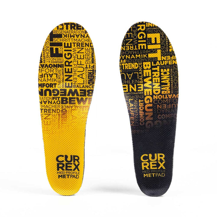 Top view of yellow colored METPAD medium profile pair of insoles #profile_medium