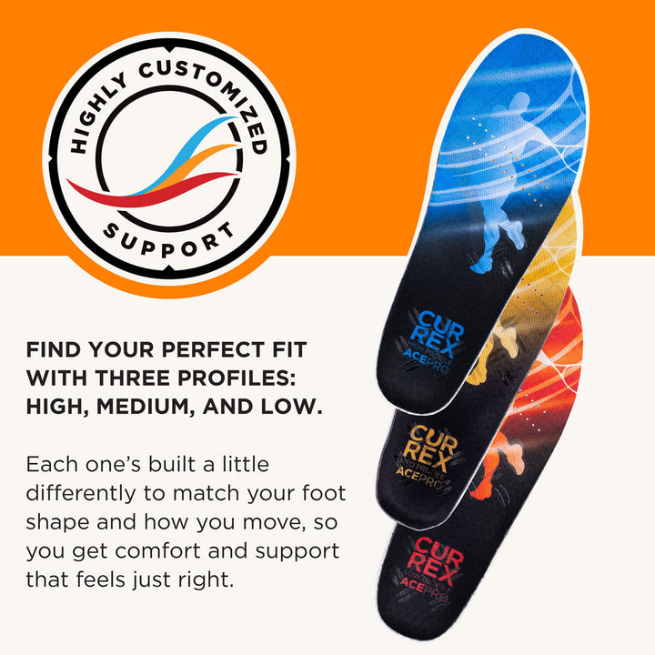 Highly customized support. Find your perfect fit with three profiles: HIGH, MEDIUM, and LOW.
Each one’s built a little differently to match your foot shape and how you move, so you get comfort and support that feels just right. #profile_medium