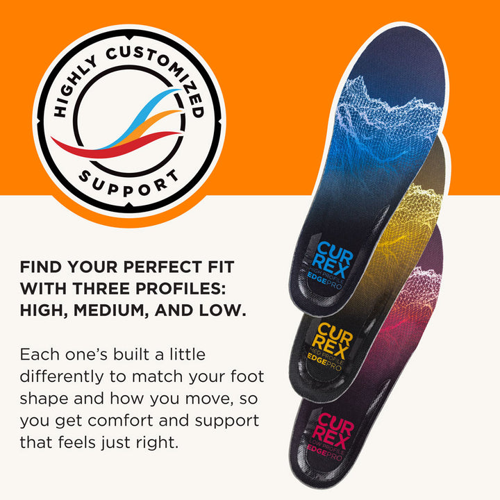 Highly customized support. Find your perfect fit with three profiles: HIGH, MEDIUM, and LOW.
Each one’s built a little differently to match your foot shape and how you move, so you get comfort and support that feels just right. #profile_high