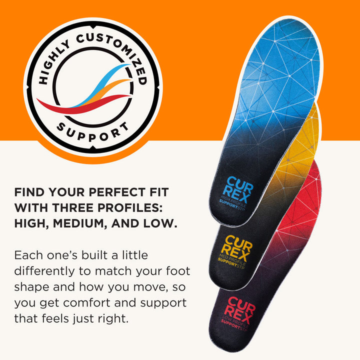 Highly customized support. Find your perfect fit with three profiles: HIGH, MEDIUM, and LOW.
Each one’s built a little differently to match your foot shape and how you move, so you get comfort and support that feels just right. #profile_high