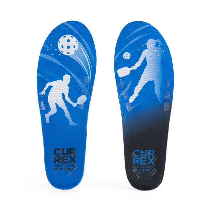 Top view of blue colored PICKLEBALLPRO high profile pair of insoles #profile_high