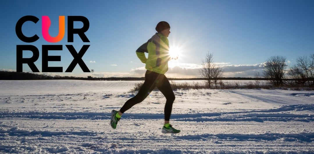 Person running in the snow