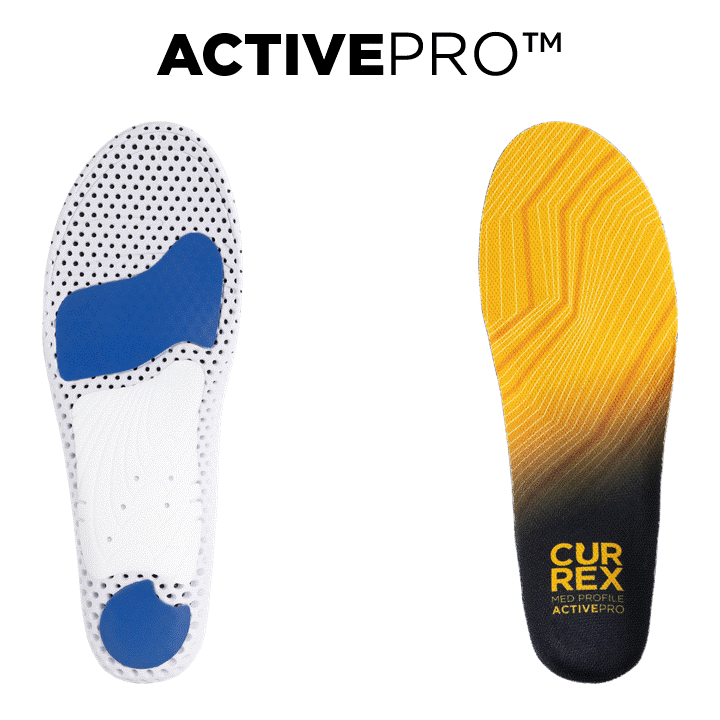 CURREX ACTIVEPRO: dense cushioning base layer, superior forefoot cushioning, standard top cover, dynamic shell, standard width, superior heel cushioning #profile_high