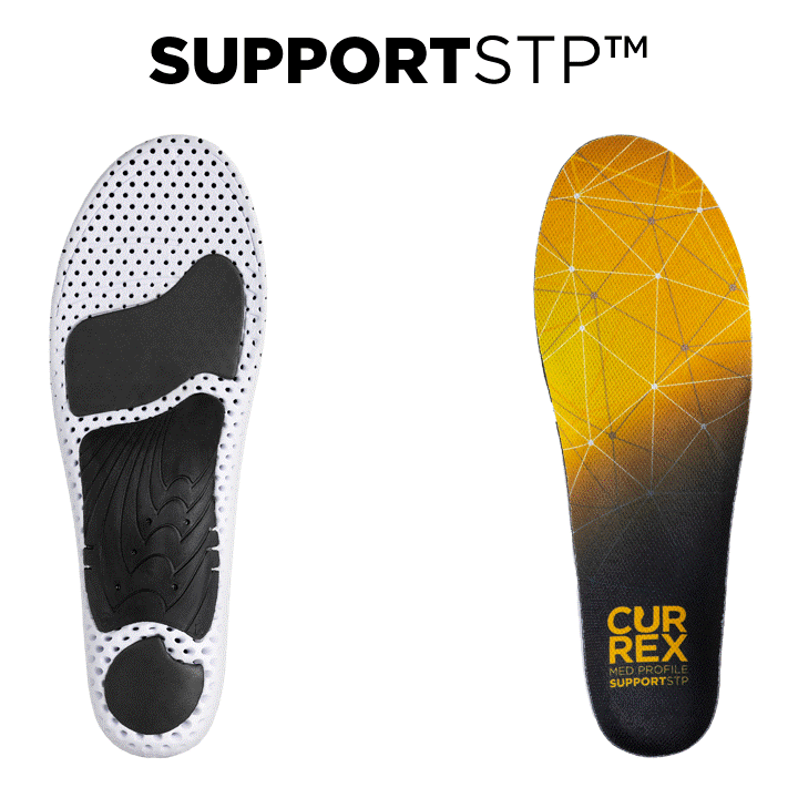 CURREX SUPPORTSTP: moderate cooling base layer, soft forefoot cushioning, standard top cover, firmer dynamic shell, standard width for stability, soft & energy absorbing heel cushioning #profile_medium