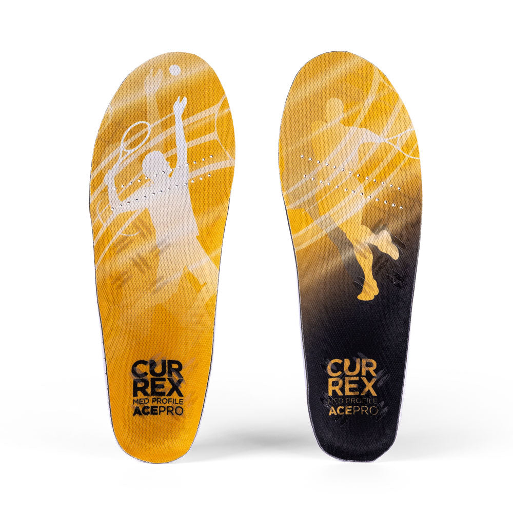 Top view of yellow colored ACEPRO medium profile pair of insoles #profile_medium