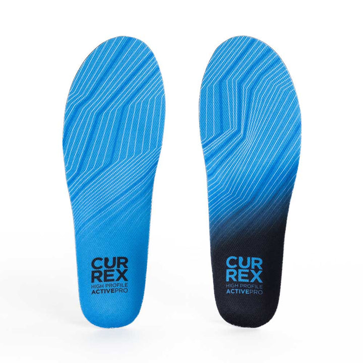 Top view of blue colored ACTIVEPRO high profile pair of insoles #profile_high