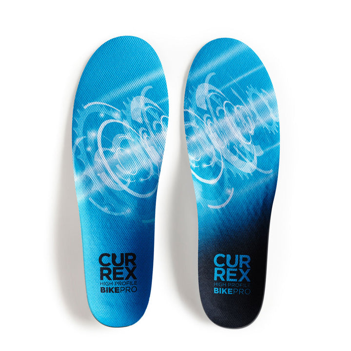 Top view of blue colored BIKEPRO high profile pair of insoles #profile_high