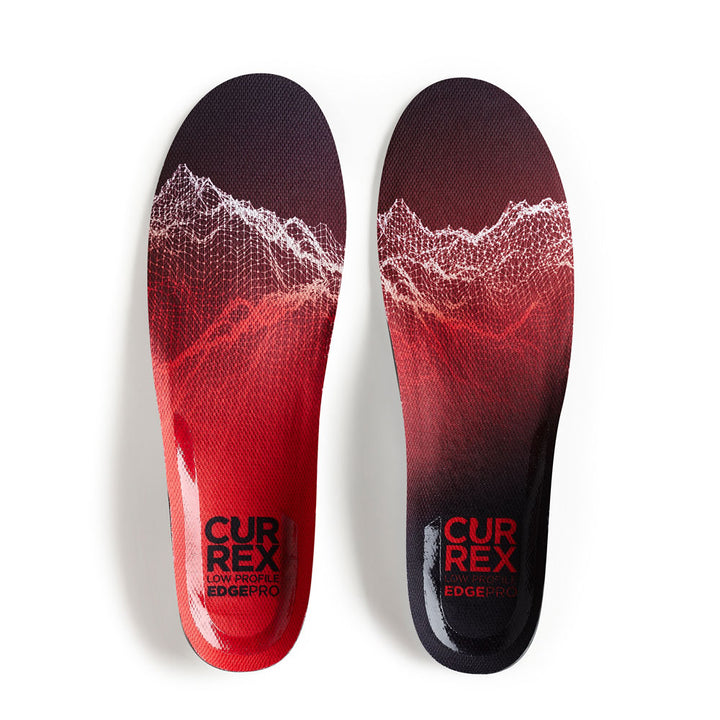 Top view of red colored EDGEPRO low profile pair of insoles #profile_low