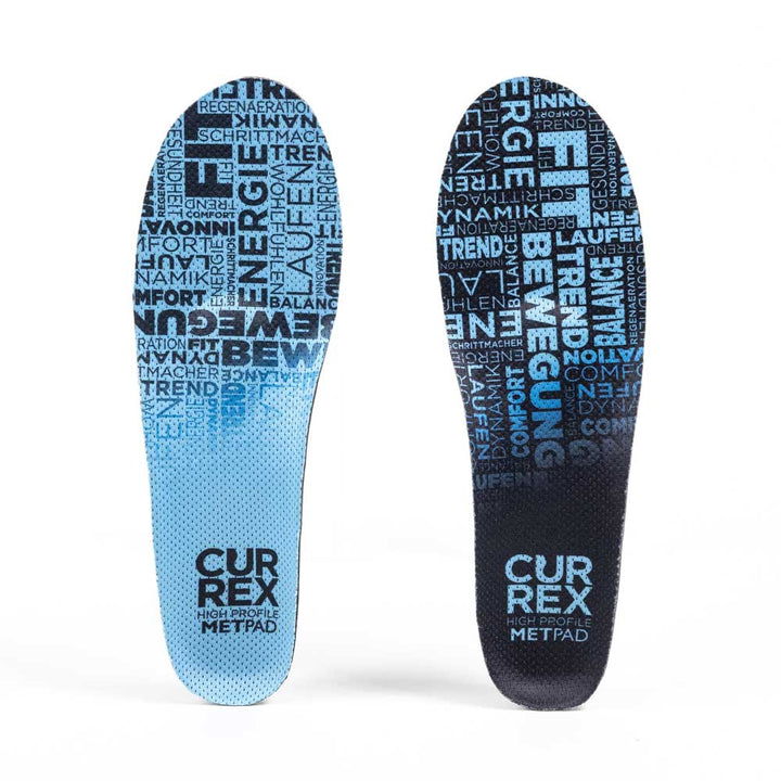 Top view of blue colored METPAD high profile pair of insoles #profile_high