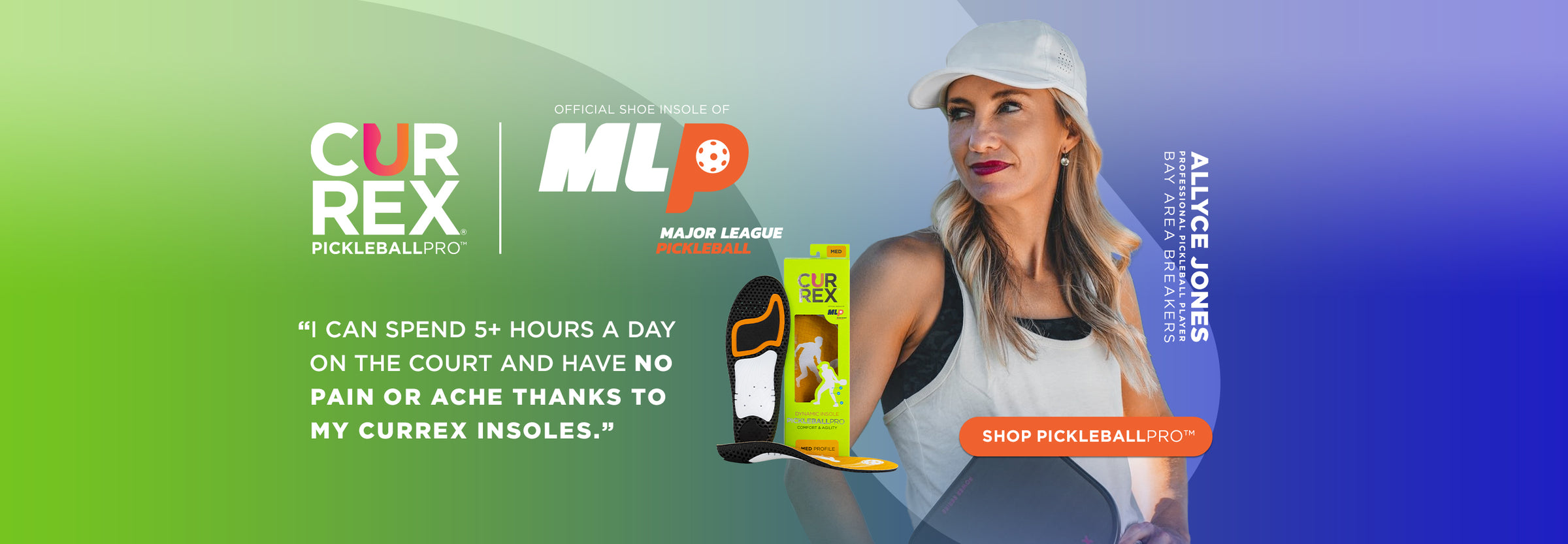 Allyce Jones: Professional Pickleball Player, Bay Area Breakers. CURREX PICKLEBALLPRO is the official shoe insole of Major League Pickleball. Shop PICKLEBALLPRO.