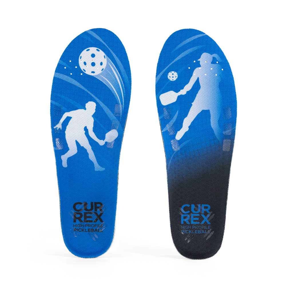 Top view of blue colored PICKLEBALLPRO high profile pair of insoles #profile_high