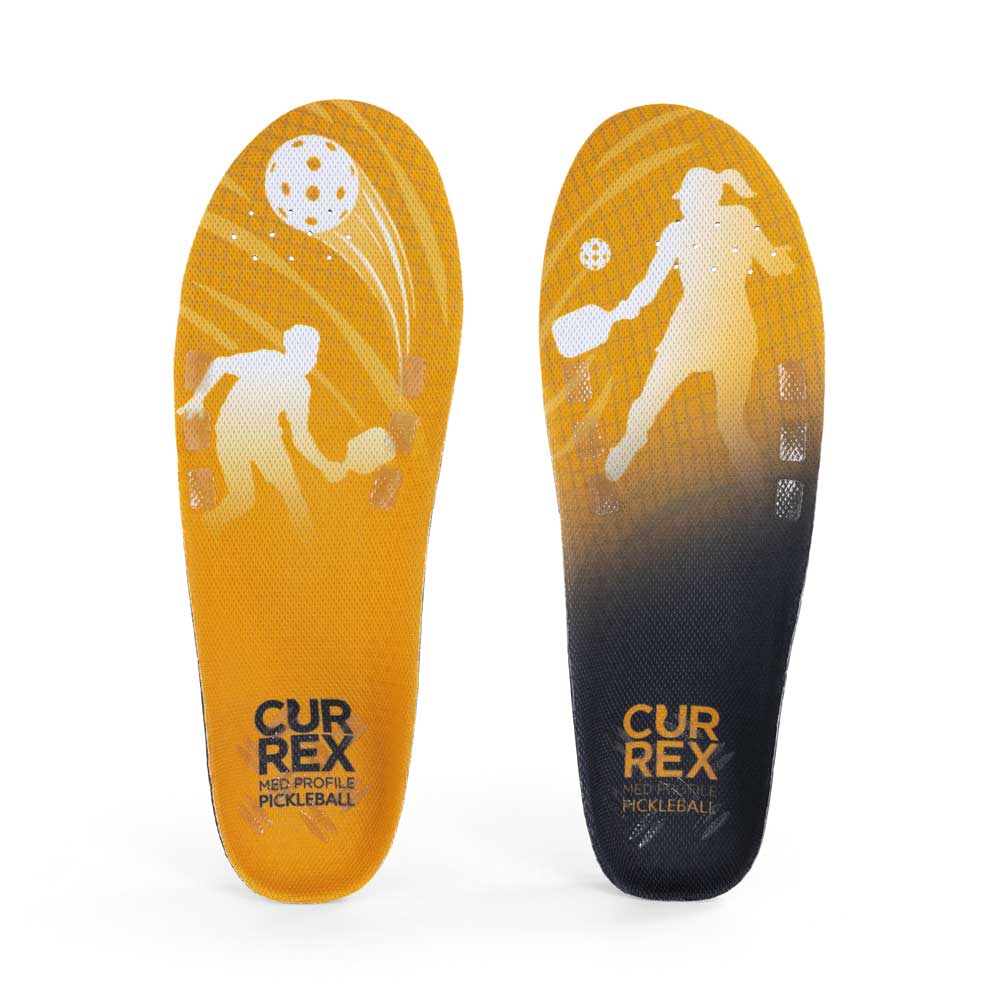 Top view of yellow colored PICKLEBALLPRO medium profile pair of insoles #profile_medium