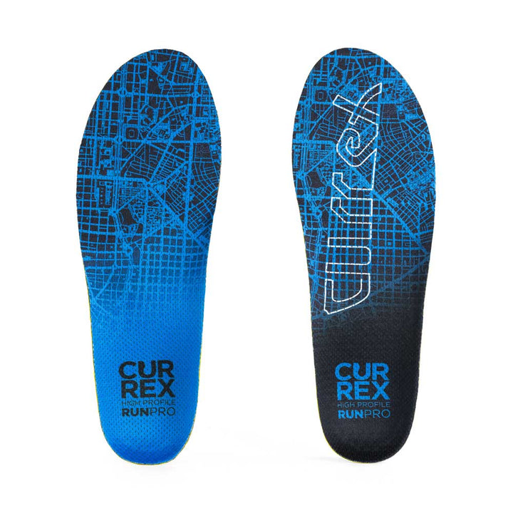 Top view of blue colored RUNPRO high profile pair of insoles #profile_high