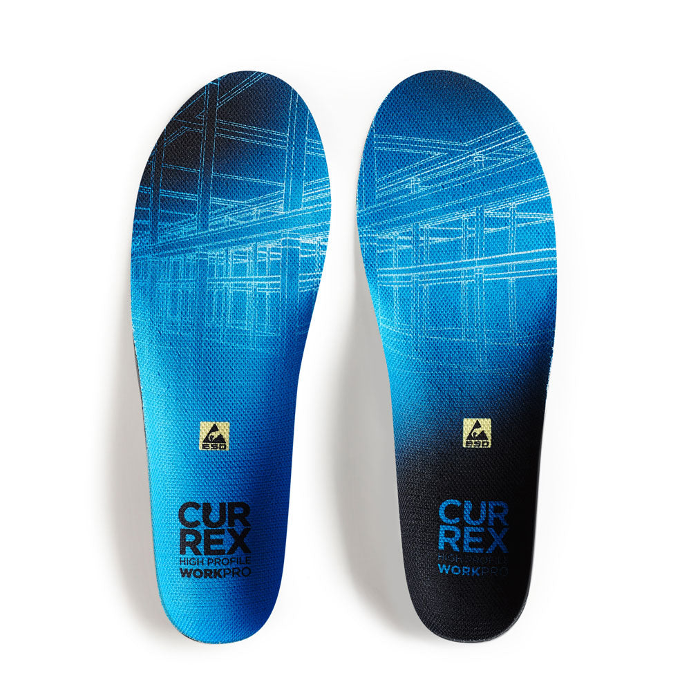 Top view of blue colored WORK high profile pair of insoles #profile_high