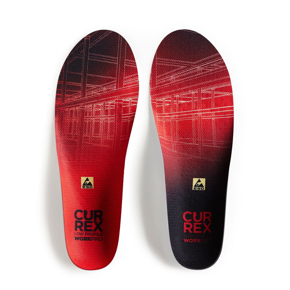 Top view of red colored WORK low profile pair of insoles #profile_low